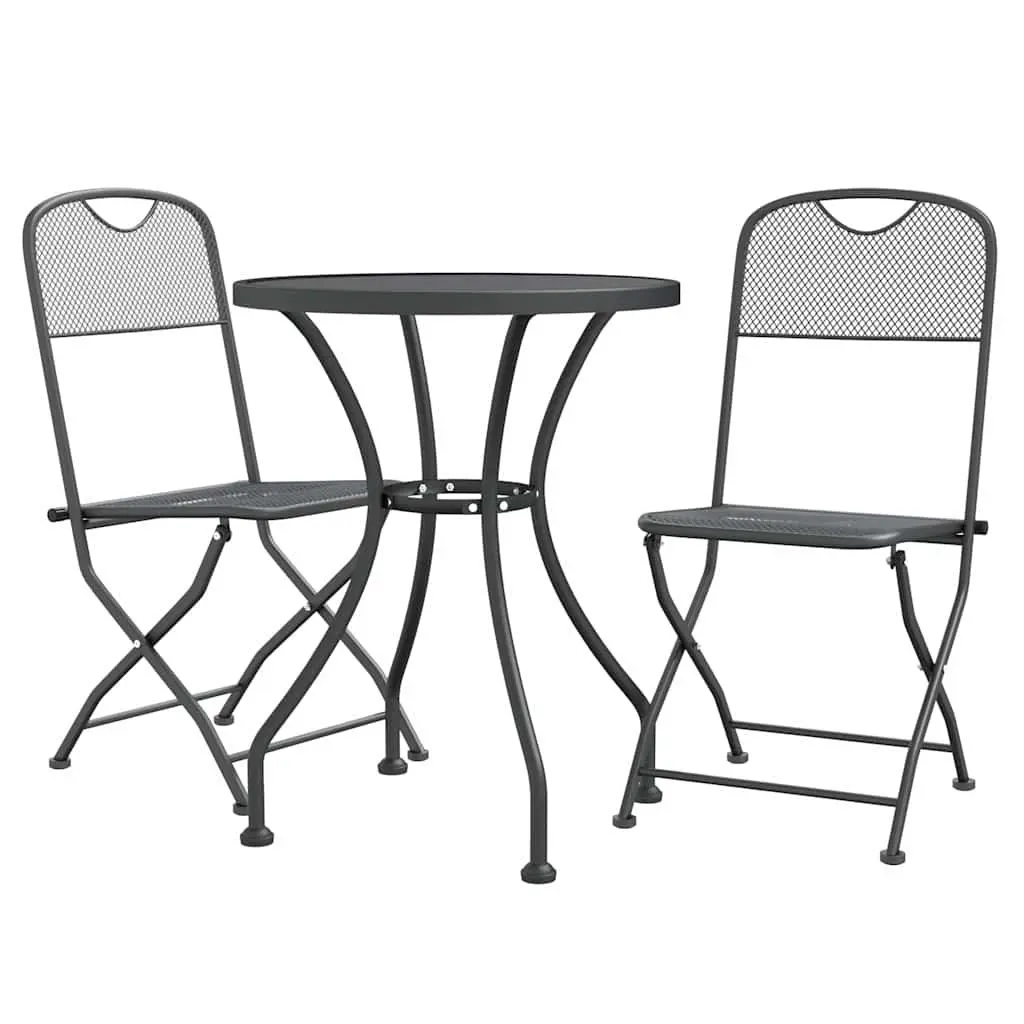 Garden Dining Set 3 Piece Anthracite Expanded Metal Mesh Outdoor Furniture