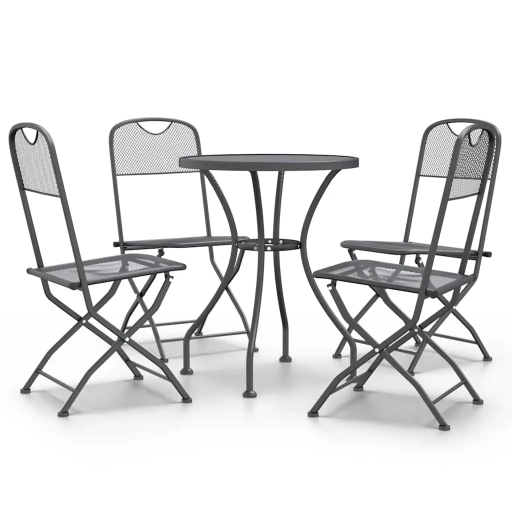 5 Piece Garden Dining Set Outdoor Dining Anthracite Expanded Metal Mesh Folding Chairs