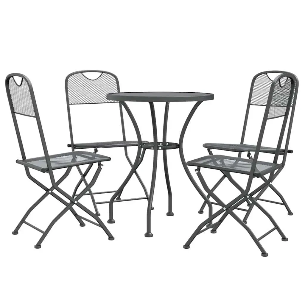 5 Piece Garden Dining Set Outdoor Dining Anthracite Expanded Metal Mesh Folding Chairs