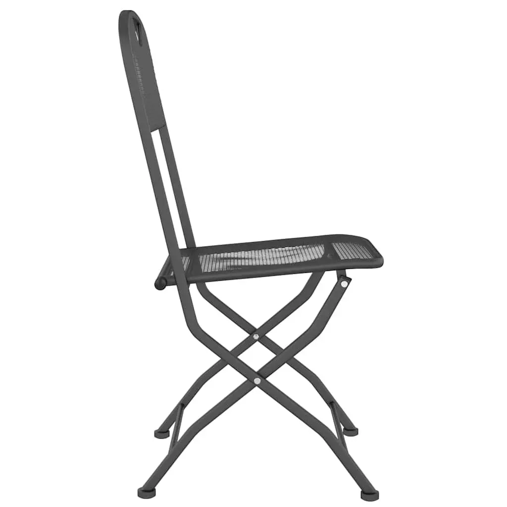 5 Piece Garden Dining Set Outdoor Dining Anthracite Expanded Metal Mesh Folding Chairs