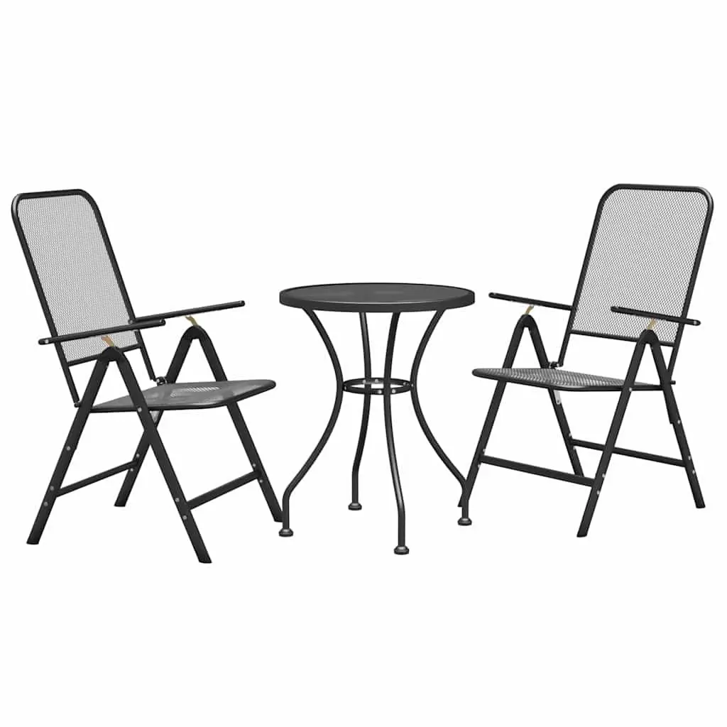 Garden Dining Set 3 Piece Outdoor Furniture Expanded Metal Mesh Anthracite