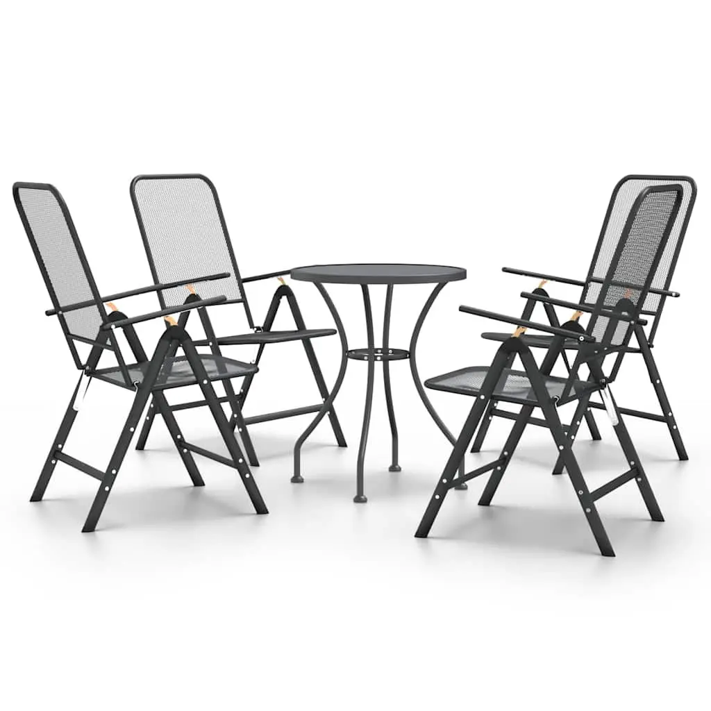 Garden Dining Set 5 Piece Outdoor Patio Furniture Expanded Metal Mesh Anthracite