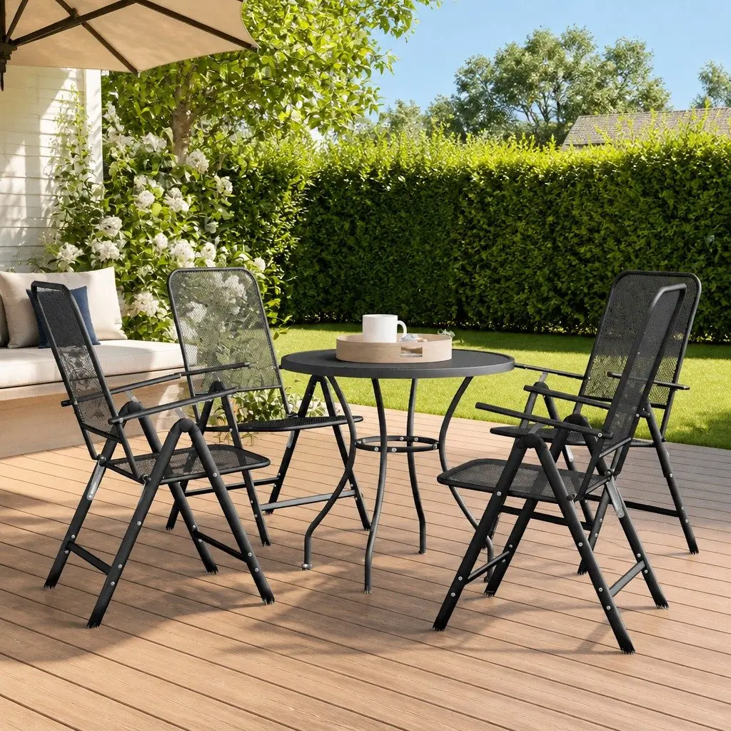 Garden Dining Set Outdoor Furniture 5 Piece Expanded Metal Mesh Anthracite