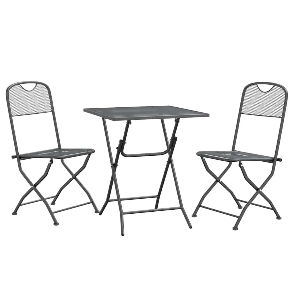 Garden Dining Set 3 Piece Outdoor Patio Furniture Anthracite Foldable Table