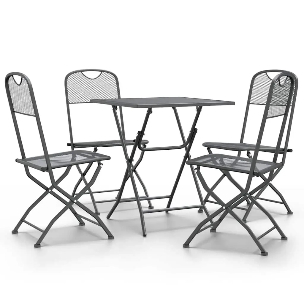 Garden Dining Set 5 Piece Outdoor Furniture Patio Table Chairs Foldable Anthracite