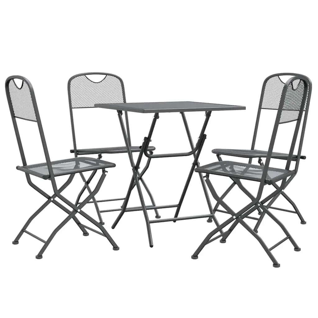 Garden Dining Set 5 Piece Outdoor Furniture Patio Table Chairs Foldable Anthracite