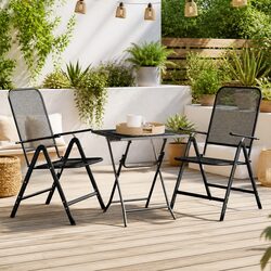 3 Piece Garden Dining Set Anthracite Expanded Metal Mesh Outdoor Furniture