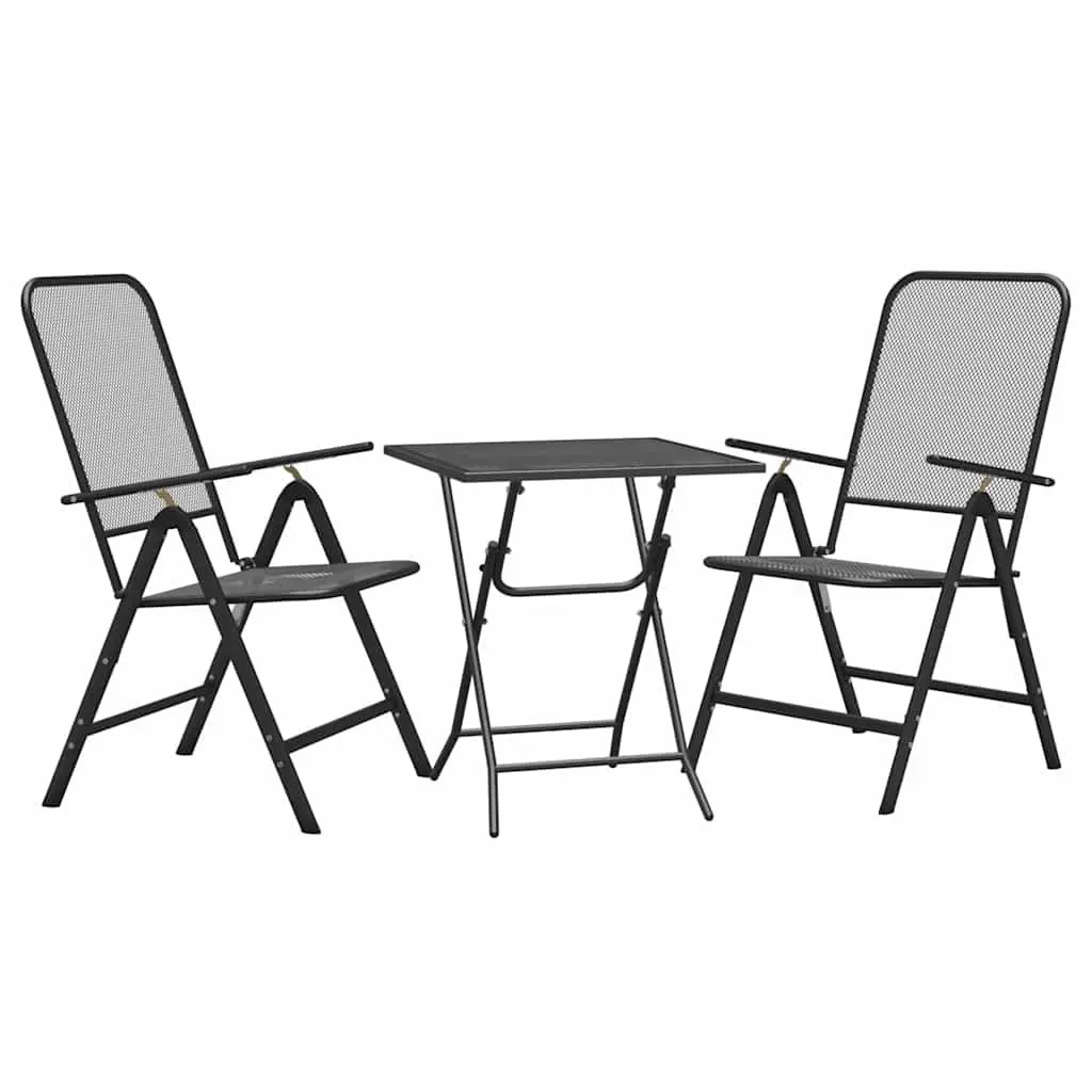 3 Piece Garden Dining Set Outdoor Furniture Anthracite Expanded Metal Mesh