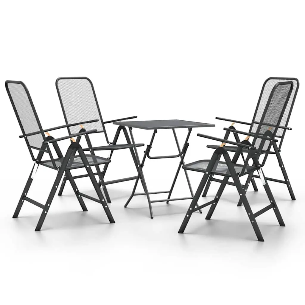 5 Piece Outdoor Garden Dining Set Foldable Recline Chairs Table Anthracite