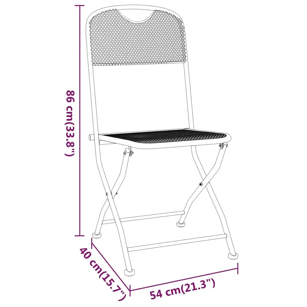 Garden Dining Set 3 Piece Outdoor Patio Furniture Foldable Metal Mesh Anthracite