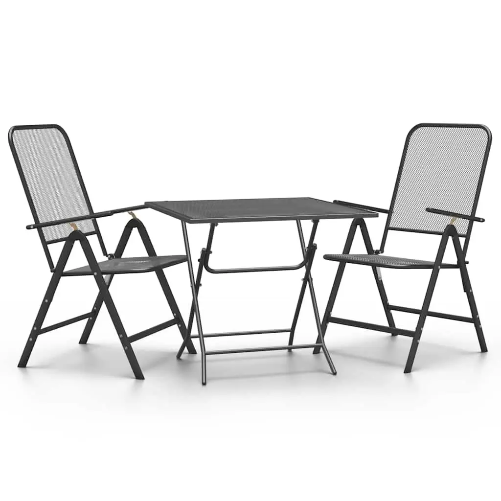 Garden Dining Set 3 Piece Outdoor Patio Furniture Anthracite Foldable Adjustable