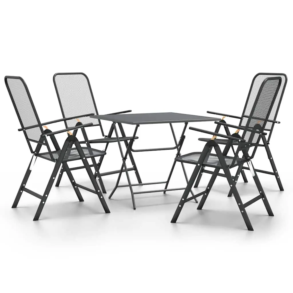 5 Piece Garden Dining Set Outdoor Patio Furniture Foldable Chairs Table Anthracite