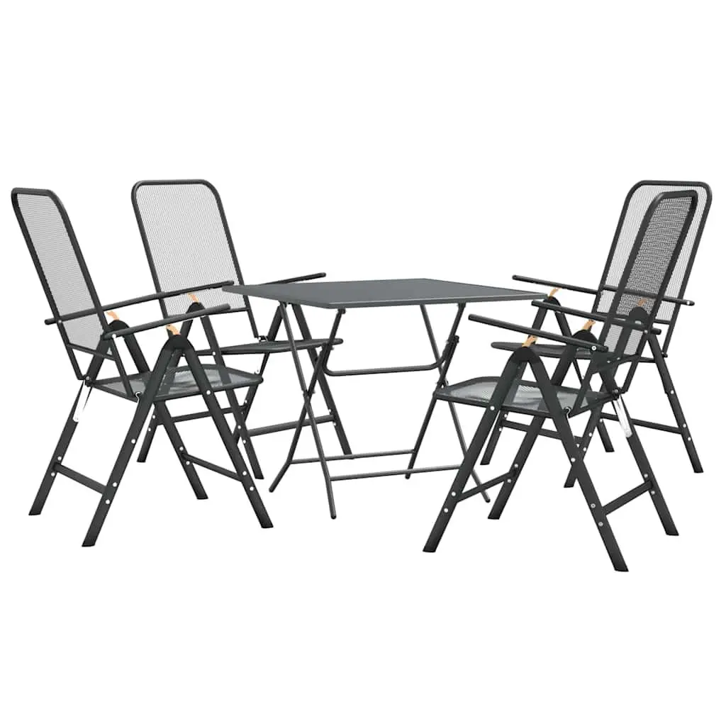 5 Piece Garden Dining Set Outdoor Patio Furniture Foldable Chairs Table Anthracite