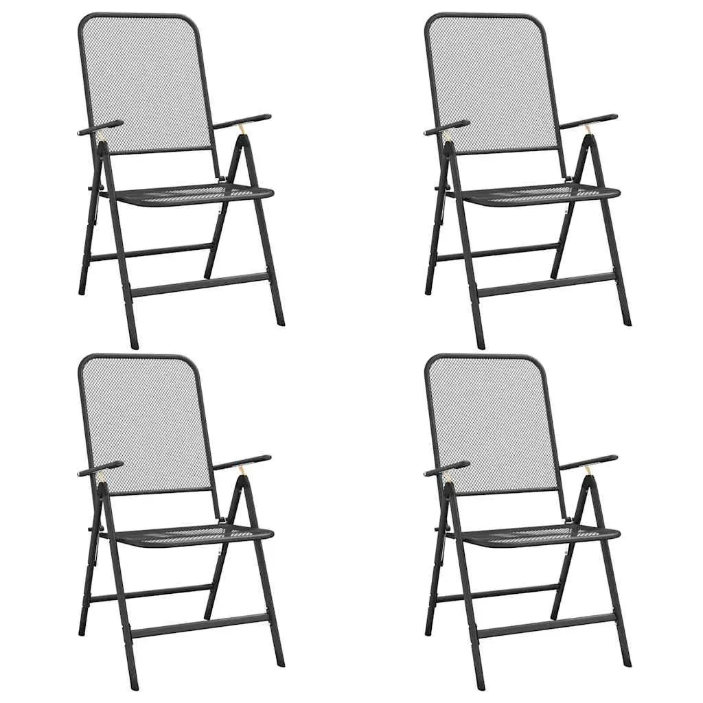 5 Piece Garden Dining Set Outdoor Patio Furniture Foldable Chairs Table Anthracite