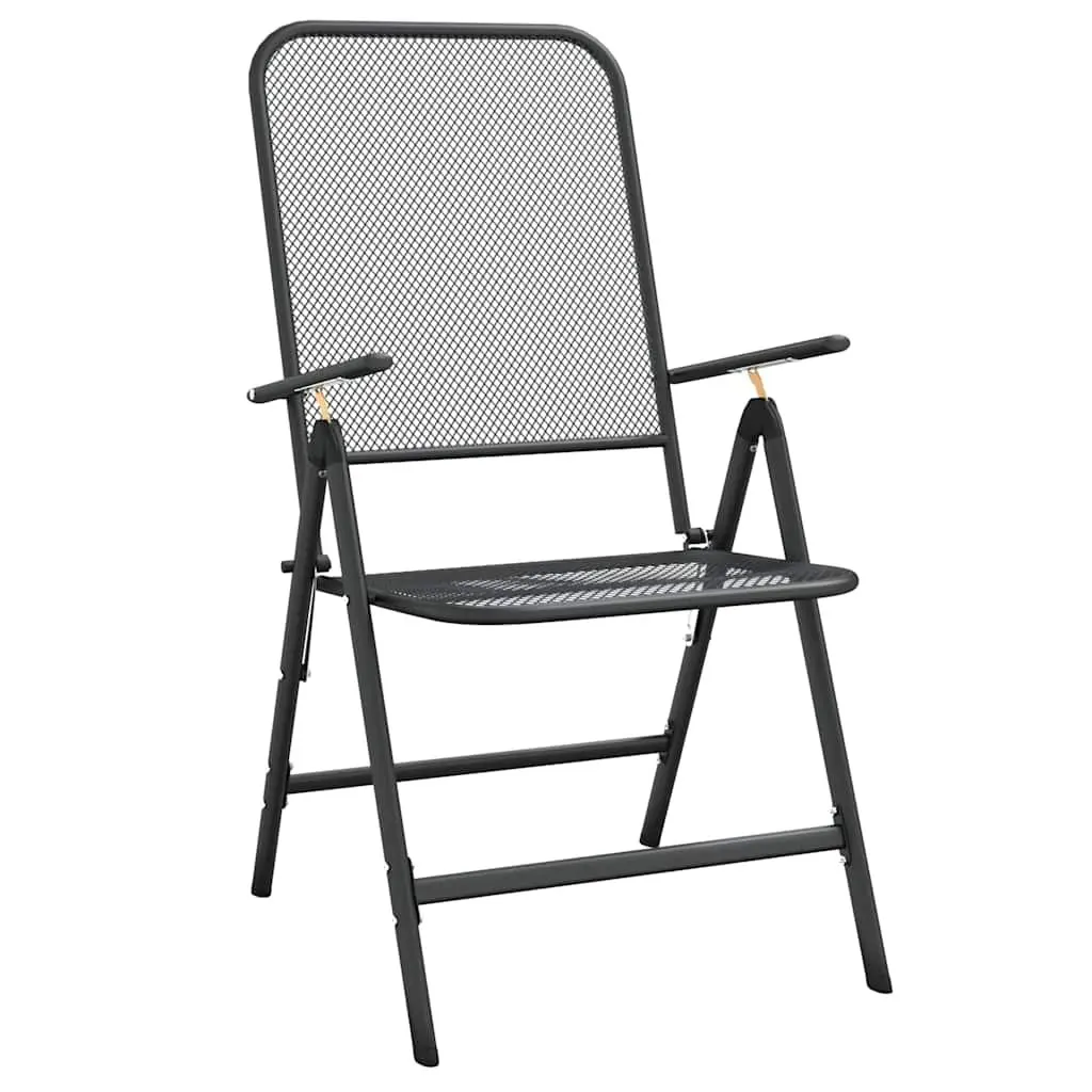 5 Piece Garden Dining Set Outdoor Patio Furniture Foldable Chairs Table Anthracite