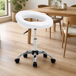 Reliable White Swivel Dining Chair with Adjustable Height