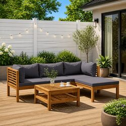 Warm and Durable 5 Piece Garden Lounge Set in Grey