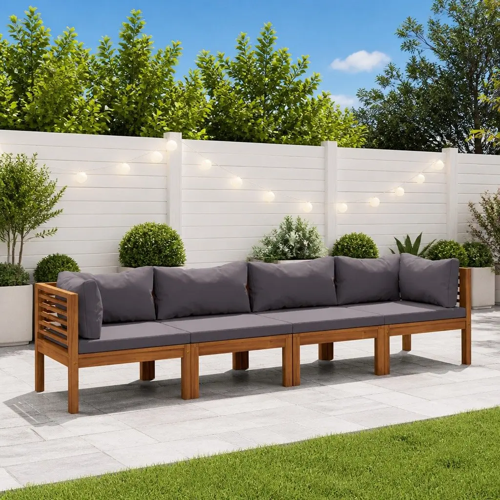 4-Seater Garden Sofa Set Outdoor Lounge Acacia Wood Modular Grey