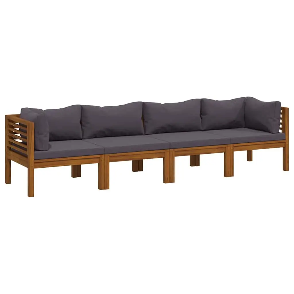4-Seater Garden Sofa Set Outdoor Lounge Acacia Wood Modular Grey