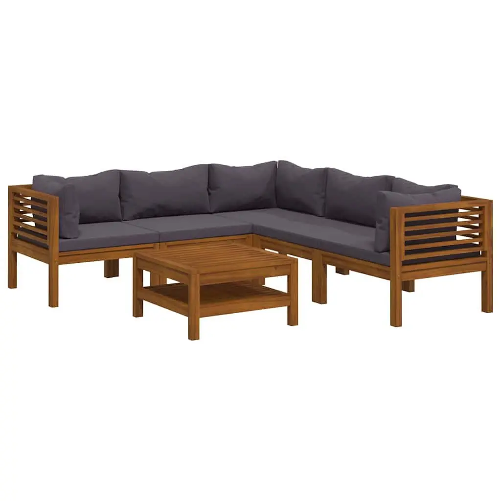 Garden Lounge Set Outdoor Furniture Modular Sofa Coffee Table 6 Piece Grey