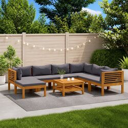 Durable 8 Piece Acacia Wood Lounge Set for Outdoor Use
