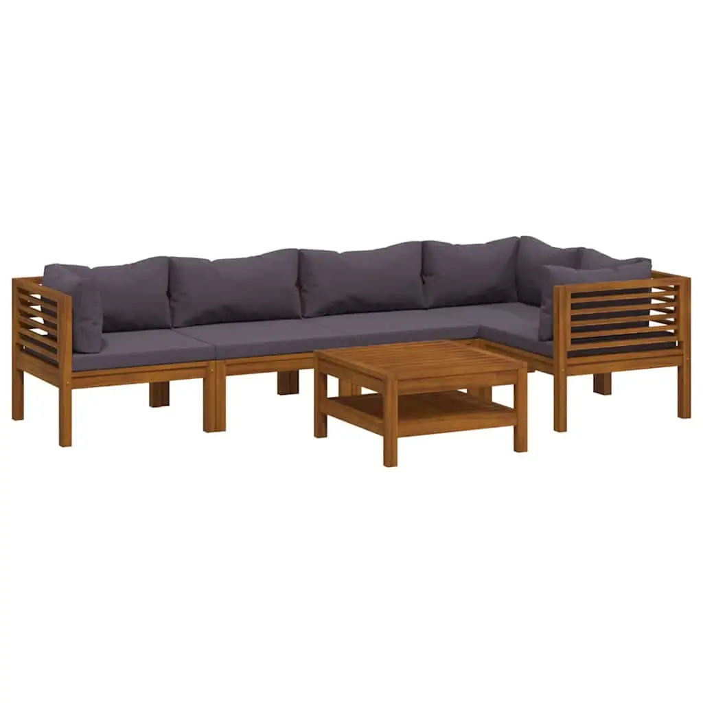 Garden Lounge Set Outdoor Furniture 6 Piece Acacia Wood Sofa Grey