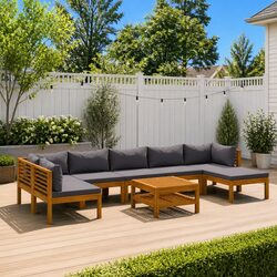 Garden Lounge Set 8 Piece Outdoor Furniture Patio Sofa Coffee Table Grey