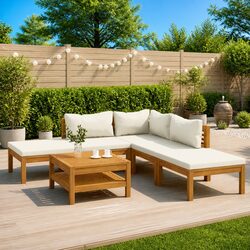 Comfortable 6-Piece Outdoor Lounge Set with Slatted Coffee Table