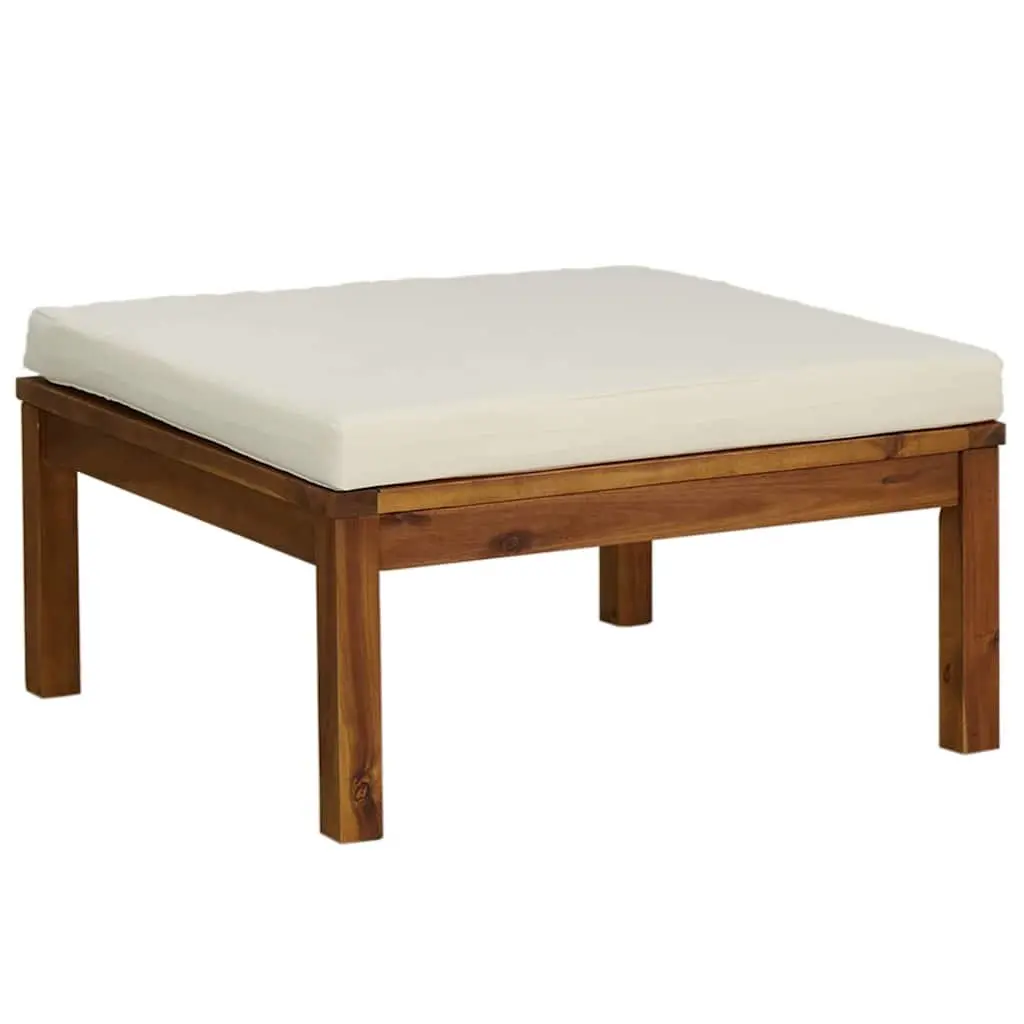 Garden Lounge Set Modular Outdoor Furniture 5 Piece Acacia Wood Patio Seating Cream