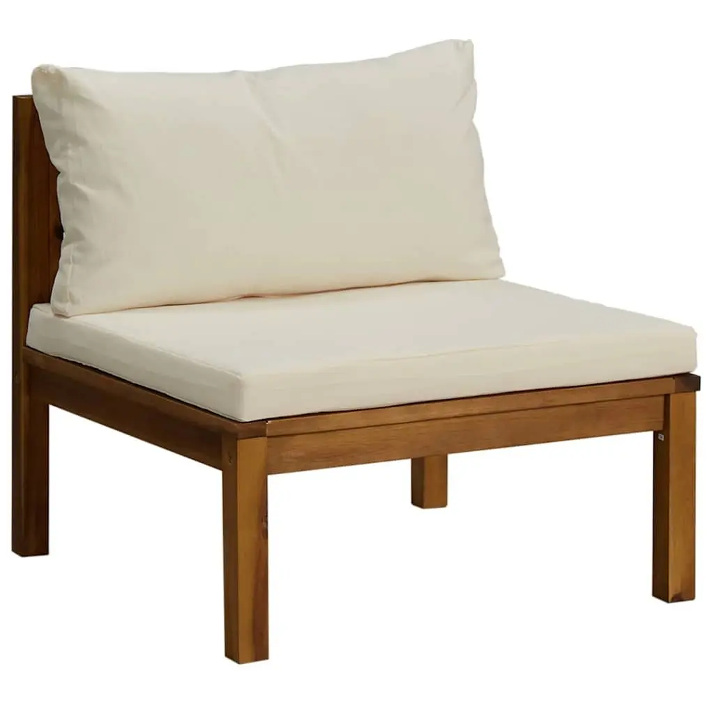 Garden Lounge Set Outdoor Furniture 6 Piece Acacia Wood Modular Patio Sofa Cream Cushions