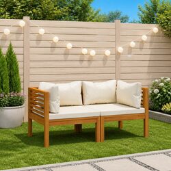 Value-Focused 2-Seater Outdoor Sofa with Cream Cushions