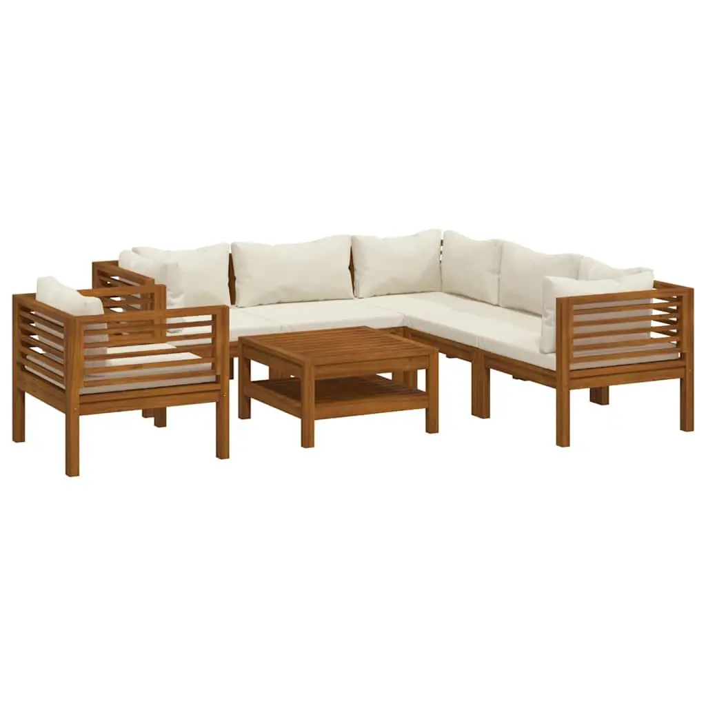 7 Piece Outdoor Garden Lounge Set Acacia Wood Frame Modular Sofa Coffee Table