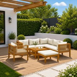 Comfortable 8 Piece Outdoor Lounge Set with Cushions