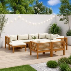 Reliable 10-Piece Lounge Set Made with Acacia Wood