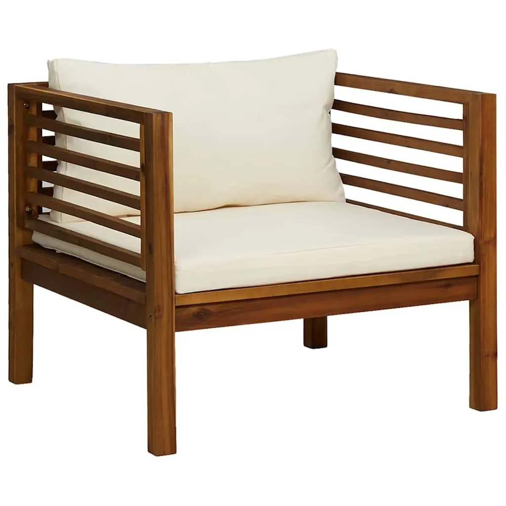 Garden Lounge Set 12 Piece Outdoor Furniture Modular Acacia Wood Patio Seating Cream Cushions