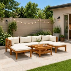 Comfortable 7 Piece Acacia Lounge Set for Outdoor Use