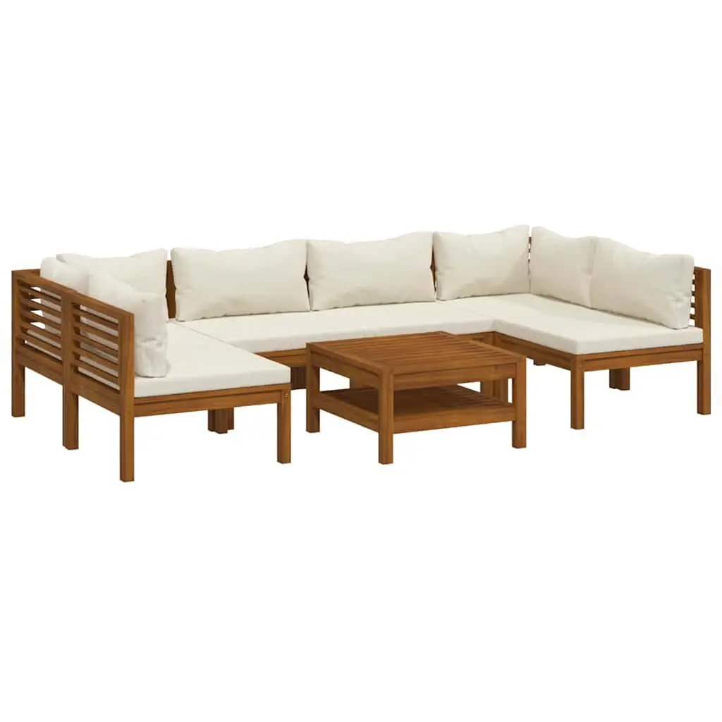 Garden Lounge Set 7 Piece Outdoor Furniture Sofa with Cushions Coffee Table Cream