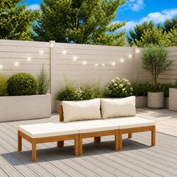 Comfortable 3 Piece Lounge Set with Acacia Wood Frame