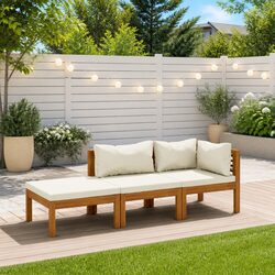 Reliable 3 Piece Outdoor Lounge Set with Cream Cushions