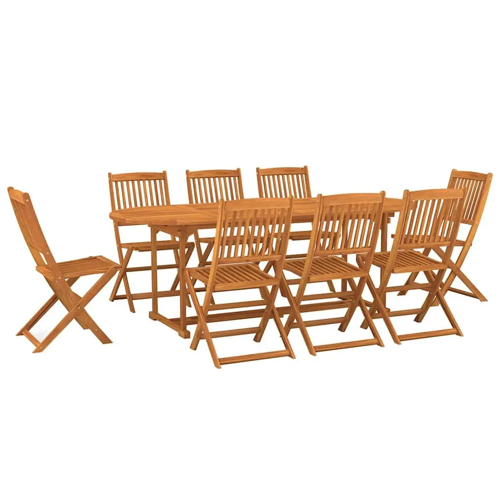 9 Piece Outdoor Dining Set Garden Patio Furniture Brown Wood Table Chairs