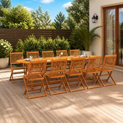 Reliable 11 Piece Acacia Wood Garden Dining Set for Longevity