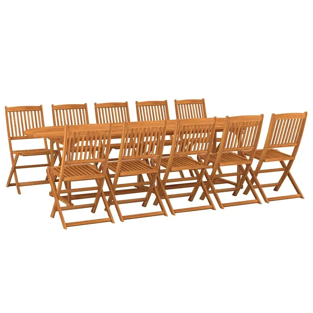 11 Piece Outdoor Patio Furniture Set Acacia Wood Dining Set Brown