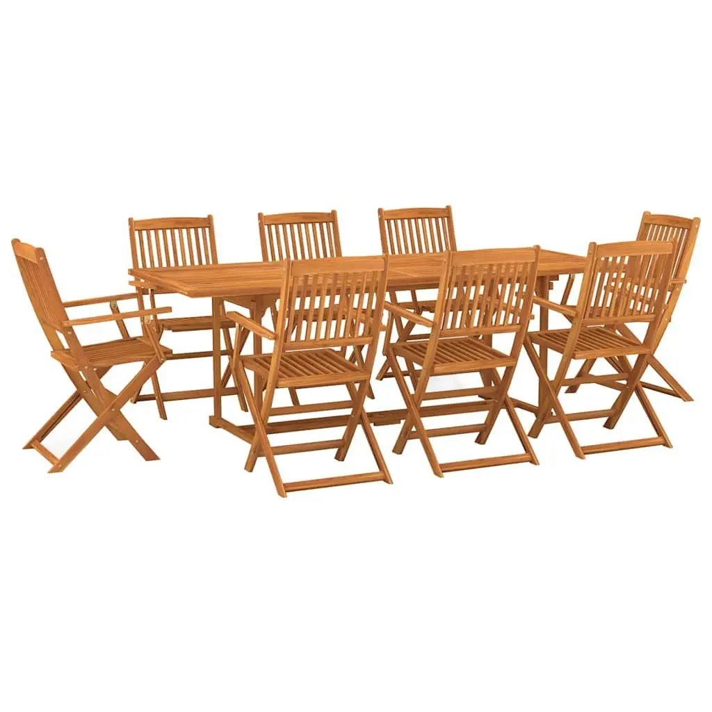 Outdoor Dining Set 9 Piece Garden Patio Table Chairs Brown Wood