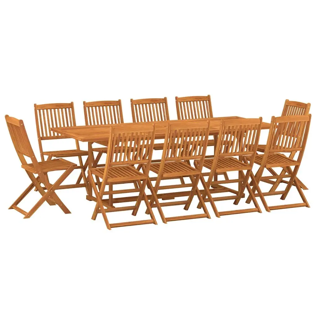 Garden Dining Set 11 Piece Outdoor Patio Table Chairs Acacia Wood Brown