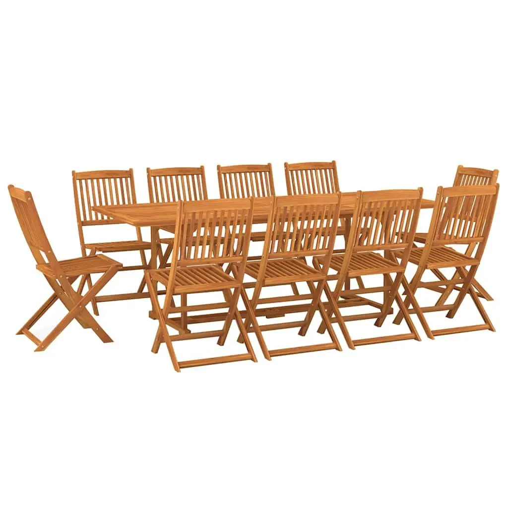 Garden Dining Set 11 Piece Outdoor Furniture Brown Foldable Table Chairs