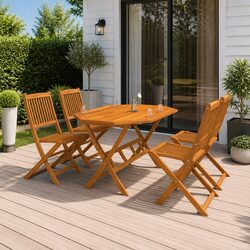 5 Piece Garden Dining Set Outdoor Patio Table Chairs Brown Folding