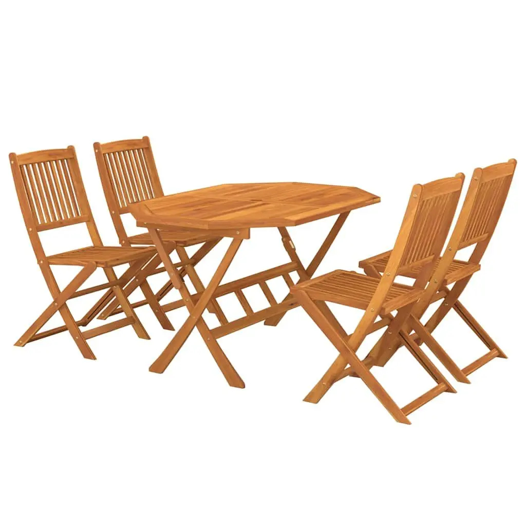 5 Piece Garden Dining Set Outdoor Patio Table Chairs Brown Folding