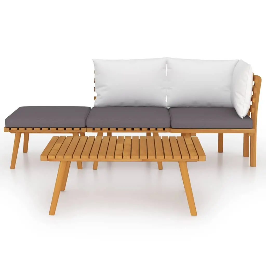 4 Piece Garden Lounge Set Brown Solid Wood Acacia Patio Furniture with Cushions