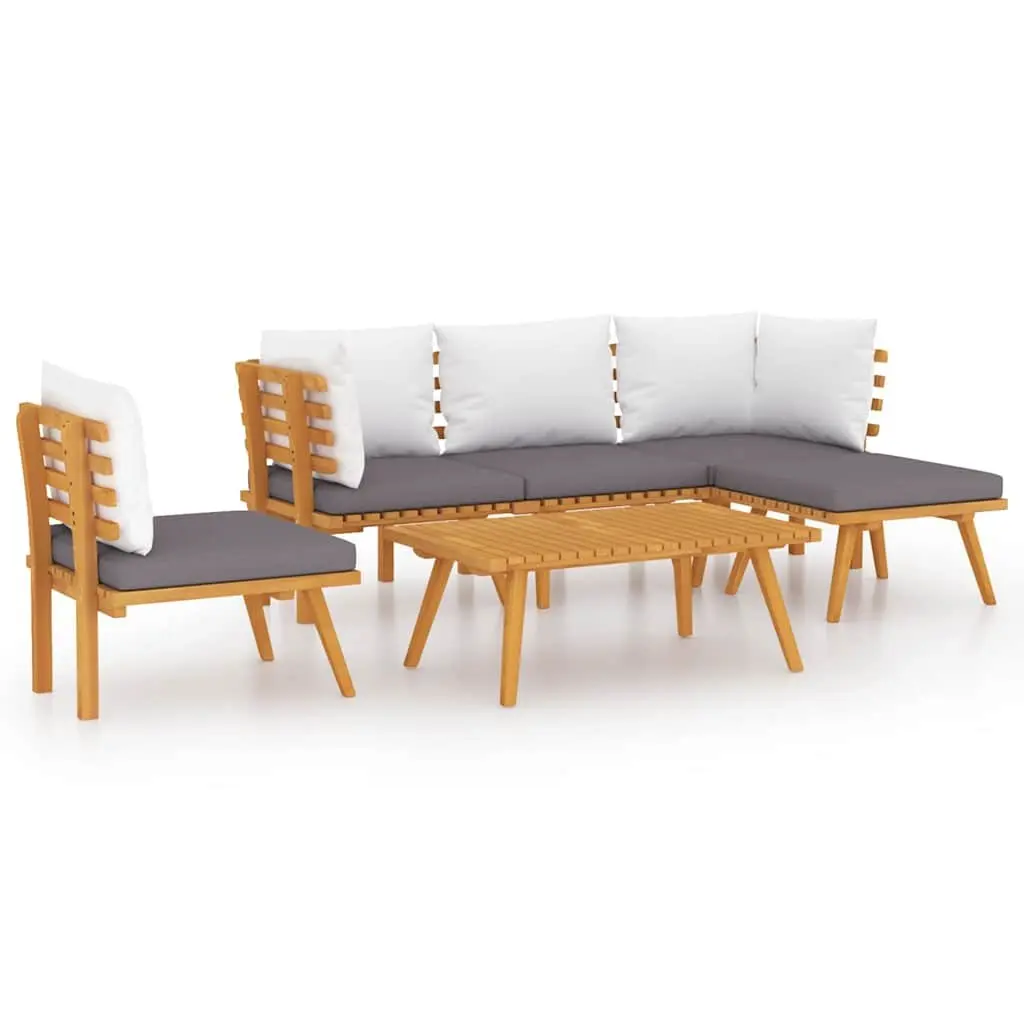 Garden Lounge Set 6 Piece Outdoor Furniture Solid Acacia Wood Brown with Cushions