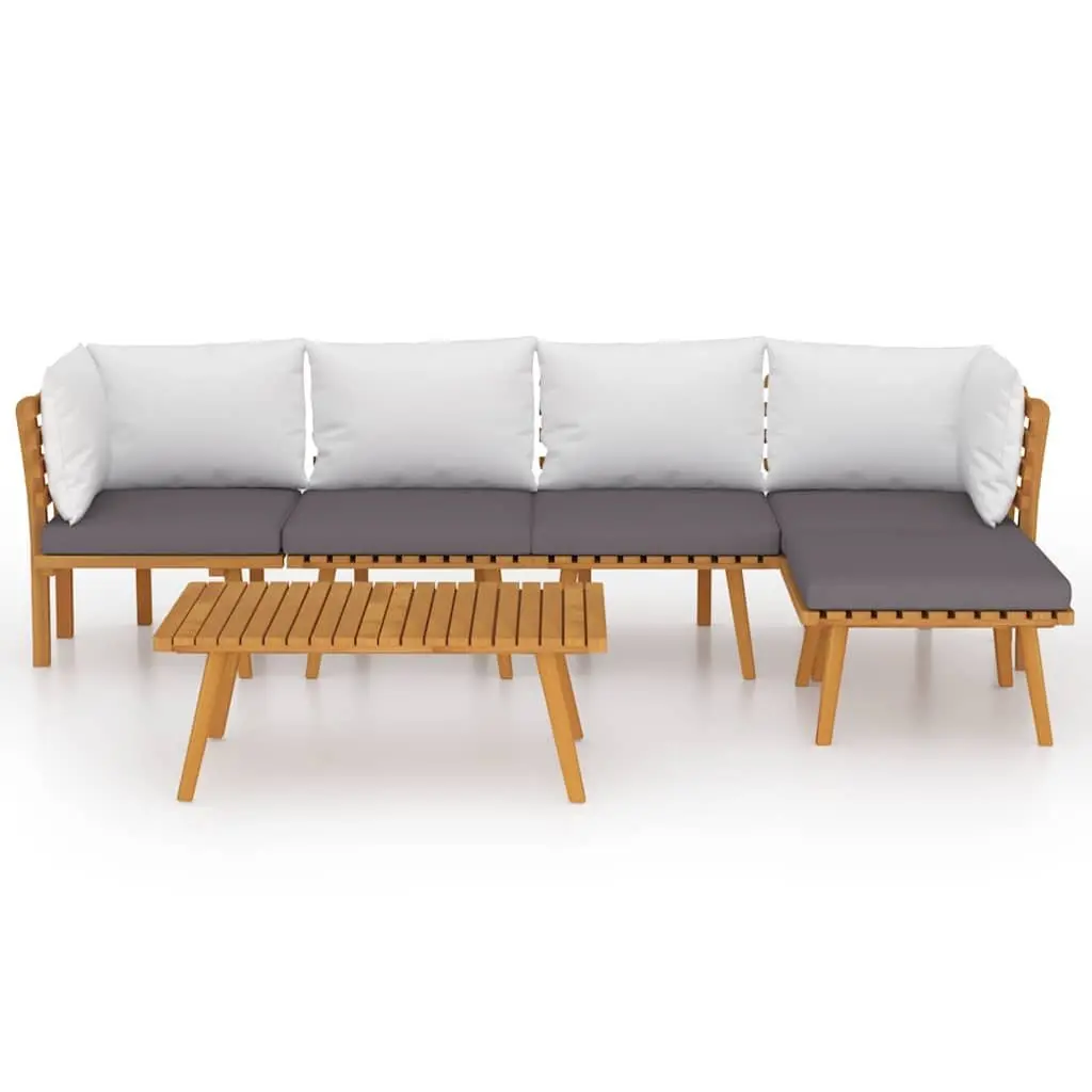 Garden Lounge Set 6 Piece Outdoor Furniture Solid Acacia Wood Brown with Cushions